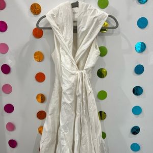 ALL SAINTS White linen wrap dress/vest with oversized collar/hood. Size small!